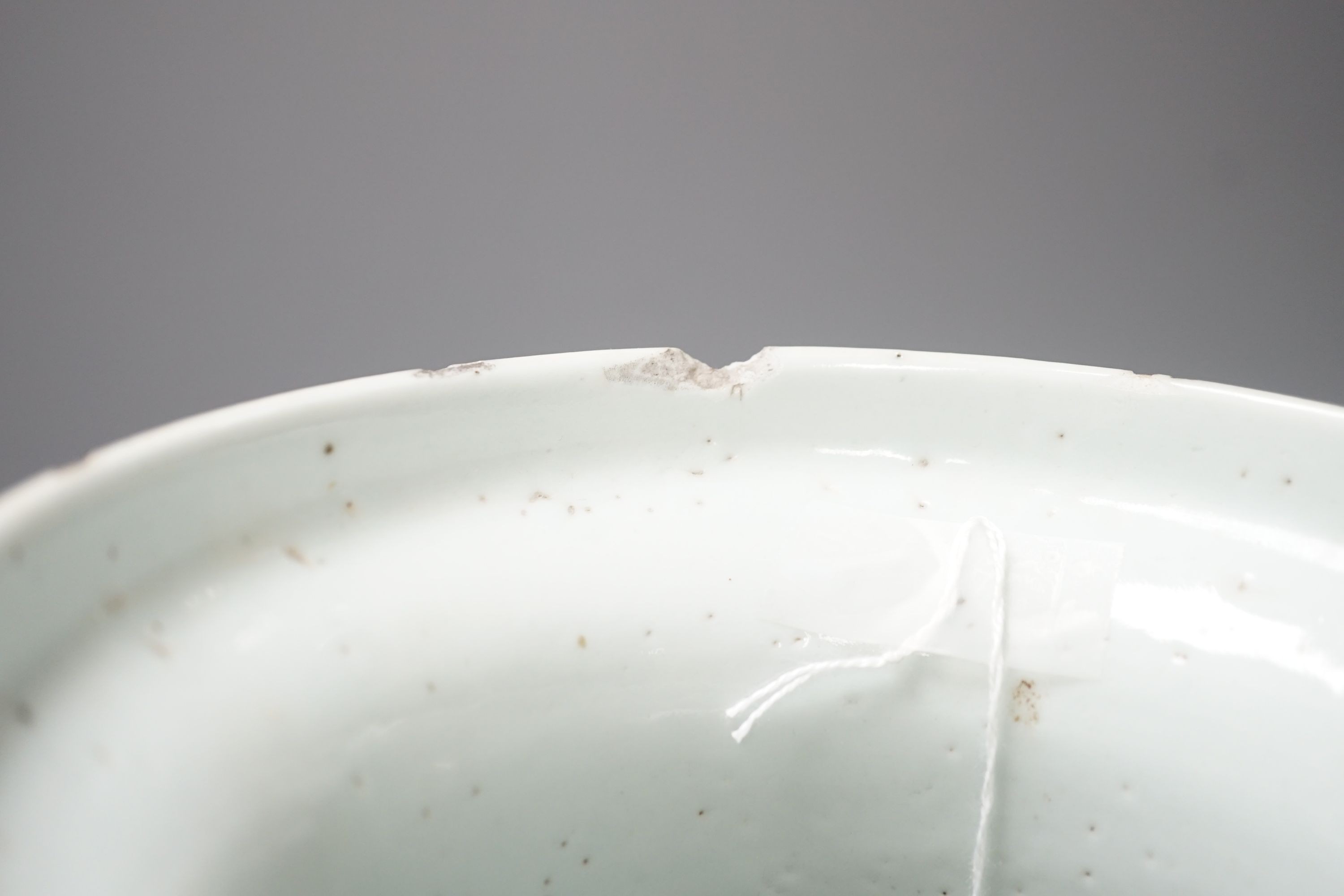 A Chinese blue and white vase and a crackle glaze bottle vase, tallest 34.5 cms high.